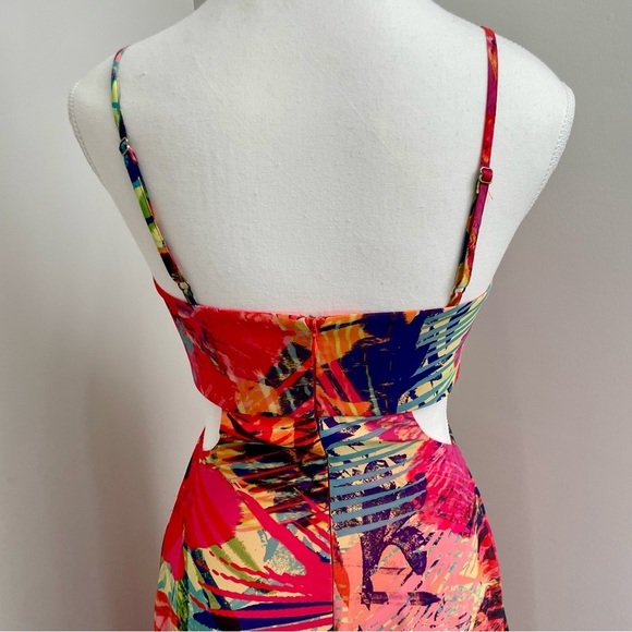 Marciano Hot House Hibiscus Cut Out Maxi Dress Size XS Resortwear Beach Tropical - Picture 5 of 9